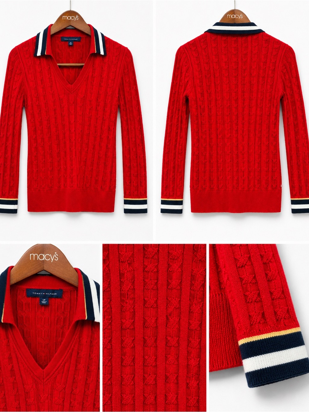 Tommy Hilfiger Red Cable Knit Sweater | Size XS
